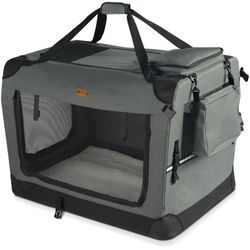 Hundebox faltbar, Hundetransportbox robust für Katze & Hunde 60x44x44 cm m Grau - Vounot