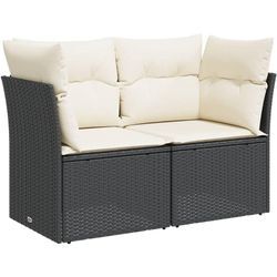 Vidaxl - Gartensofa mit Kissen 2-Sitzer Schwarz Poly Rattan