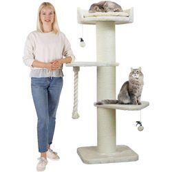 Happypet - Premium Kratzbaum Grosse Katzen Stabil 'Freddy' – Katzenbaum, Kletterbaum, für Maine Coon, Natursisal, Dicke Stämme mit 20 cm, 150 cm