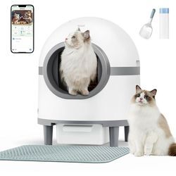 Selbstreinigende Katzentoilette, automatische Katzentoilette mit APP-Kontrolle/Geruchsbeseitigung Große Kapazität 65L-2024 Neue Version