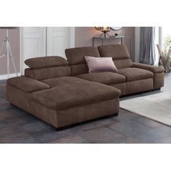 Ecksofa HOME AFFAIRE "Alberto L-Form", braun, B:286cm H:73cm T:174cm, 100% Polyester, Luxus-Microfaser ALTARA NUBUCK (100% Polyester), Luxus-Microfaser weich (90% Polyester, 10% Polyamid), Microfaser Antiklederoptik, Sofas, mit Kopfteilverstellung, wahlweise mit Bettfunktion