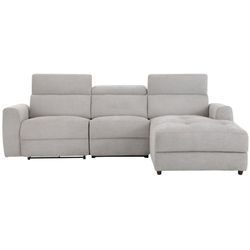 Ecksofa HOME AFFAIRE "Sentrano, L-Form", grau (hellgrau), B:275cm H:82cm T:164cm, NaturLEDER/Kunstleder (Das Leder hat eine Dicke von 0, 9-1, 0 mm), Kunstleder, Webstoff (95% Polyester, 5% Nylon), Struktur fein (95% Polyester, 5% Nylon), Sofas, 275 cm, man. o. elektr. Relaxfunktion und USB/Kopfverstellung