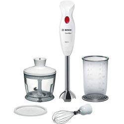 BOSCH Stabmixer "CleverMixx MSM24500, Edelst. Mixfuß, Zerkleinerer, Schneebesen, weiß", 4 Klingen, Mixbecher, Made in Europe, Mixer, rot (weiß, deep rot)H:37,5cm