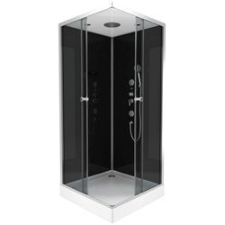 Komplettdusche MARWELL "Black Suqare" Duschkabinen Gr. B/H/T: 90cm x 210cm x 90cm, mit Antikalk-Versiegelung, schwarz (silber) 90 x 210 cm - Eckdusche