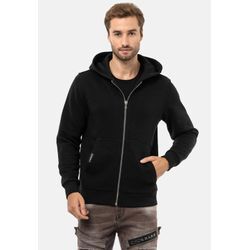 Sweatjacke CIPO & BAXX "Jacken", Herren, Gr. L, schwarz, 70% Baumwolle;30% Polyester, unifarben, Basic, regular fit normal, Langarm, Sweatjacken, mit Kapuze, CL556