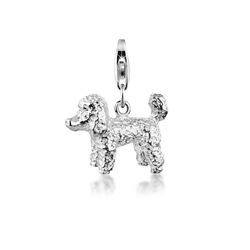 Charm-Einhänger NENALINA "Pudel Hund Dog Anhänger 925 Silber" Charms Gr. ohne Stein, silberfarben (silber) Damen