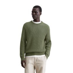 Rundhalspullover MARC O'POLO Gr. L, grün goose Herren Pullover Zweifarbiger Bi-Colour-Strick