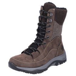 Winterboots RIEKER, Damen, Gr. 37, braun (braun, schwarz), Lederimitat, Textil, casual, Schuhe, Outdoorboots, Stiefelette mit TEX und Innenreißverschluss