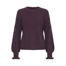 Strickpullover B.YOUNG "Strickpullover BYMilo", Damen, Gr. L, lila (plum perfect), Feinstrick, Obermaterial: 50% Viskose LENZING ECOVERO CV LenzEcov. 25% Nylon NY. 20% Polyester PES. 5% Elasthan EL., unifarben, casual, mini, Langarm, Pullover