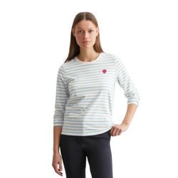 Langarmshirt MARC O'POLO "aus Organic-Cotton-Stretch-Jersey", Damen, Gr. L, blau, Obermaterial: 95% Baumwolle, 5% Elasthan, gestreift, Basic, regular fit, Rundhals, Shirts