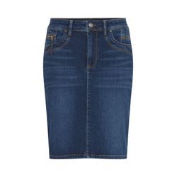 Jeansrock PULZ JEANS "Jeansrock PZKAROLINA HW Skirt", Damen, Gr. 32, blau (dunkelblau denim), Jeans, Obermaterial: 92% Baumwolle CO. 6% Elasthan EL. 2% Lyocell CLY., Basic, körpernah normal, Röcke