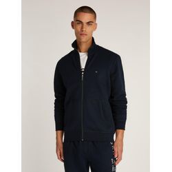 Sweatjacke TOMMY HILFIGER "ESSENTIAL FLEECE ZT STAND COLLAR", Herren, Gr. XL, blau (desert sky), Sweatware, Obermaterial: 60% Baumwolle, 40% Polyester, unifarben, casual, normal hüftlang, Langarm elastischer Bund, Sweatjacken, mit Logostickerei