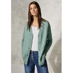 Cardigan CECIL, Damen, Gr. M (40), grün (iced salvia grün melange), Web, 37% Baumwolle, 34% Polyacryl, 26% Polyester, 3% Elasthan, unifarben, casual, normal normal, V-Ausschnitt, Langarm Bündchen, Strickjacken, mit V-Ausschnitt