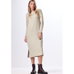 Midikleid STREET ONE Gr. 34, EURO-Größen, beige (oak beige melange), Damen, Stoff, 79% Polyester, 14% Viskose, 5% Metallpolyester, 2% Elasthan, unifarben, Kleider, in Unifarbe