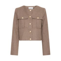 Langarmbluse B.YOUNG "Langarmbluse BYEPIA BLAZER -", Damen, Gr. 34, braun (walnut), Obermaterial: 100% Polyester PES., elegant, kurz, Blusen