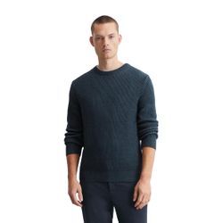 V-Ausschnitt-Pullover MARC O'POLO "aus Bio-Baumwolle", Herren, Gr. L, blau, Obermaterial: 100% Baumwolle, unifarben, casual, V-Ausschnitt, Pullover