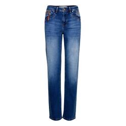 Röhrenjeans PULZ JEANS "Rhrenjeans PZKarolina" Gr. 28, Länge 32, blau (medium blau denim), Damen, Jeans, Obermaterial: 92% Baumwolle CO. 6% Elastodien ED. 2% Elasthan EL., unifarben, Jeans