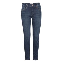 Röhrenjeans PULZ JEANS "Rhrenjeans PZAnna" Gr. 26, N-Gr, blau (dunkelblau denim), Damen, Obermaterial: 44% Baumwolle CO. 44% Polyester PES. 12% Elasthan EL., unifarben, Jeans