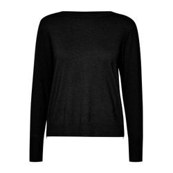 Strickpullover PULZ JEANS "Strickpullover PZSara", Damen, Gr. M, schwarz (schwarz beauty), Obermaterial: 80% Viskose LENZING ECOVERO CV LenzEcov. 20% Polyester PES., unifarben, casual, normal, Rundhals, Langarm, Pullover