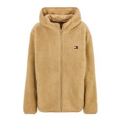 Sweatjacke TOMMY JEANS PLUS "TJM REG BADGE TEDDY ZIP TRU EXT" Gr. 4XL, relic tan, Herren, Obermaterial: 100% Polyester, Sweatjacken, Große Größen