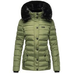 Steppjacke NAVAHOO "Milianaa" Gr. S (36), grün (tannengrün) Damen Jacken Edle Winterjacke mit weicher Kunstfell-Kapuze