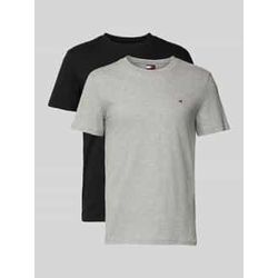 Slim Fit T-Shirt mit Logo-Stitching im 2er-Pack