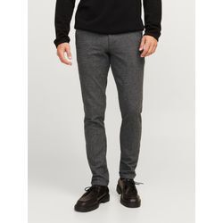 Chinos JACK & JONES "JPSTMARCO JJHENRY CHINO SN" Gr. 31, Länge 30, grau (dunkelgrau detail:houndstooth), Herren, Web, Obermaterial: 72% Baumwolle, 17% Polyester, 9% Viskose, 2% Elasthan, unifarben, Hosen