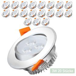 Vingo - 20X 3W Kaltweiß led Einbaustrahler Deckenstrahler Einbauleuchten Decke led Deckenspots Spots Deckenleuchte Einbauspots Einbauleuchten für das