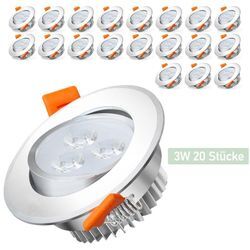 Swanew - 20X 3W Warmweiß led Einbaustrahler Deckenstrahler Einbauleuchten Decke led Deckenspots Spots Deckenleuchte Einbauspots Einbauleuchten für