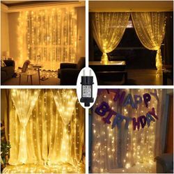 Weihnachts-Lichtervorhang, 3 m x 3 m, 300 led, 8 Modi, Lichterkette, Vorhang, Licht, Fenster, Lichterkette, Stimmungslampen, Vorhang, Licht,