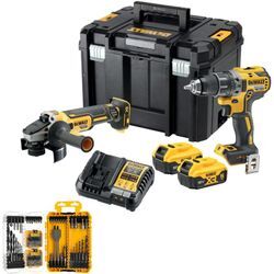 Akku-Werkzeug-Set: DCK2020: DCD791 + DCG405 + 2x 5,0 Ah Akku + Lader, tstak, Bit-Set - Dewalt