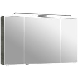 Lomadox - Bad Spiegelschrank, 120cm, mit LED-Aufsatzleuchte in Graphit Struktur quer Nb. SOLINGEN-66, b/h/t ca. 120/70,3/17 cm