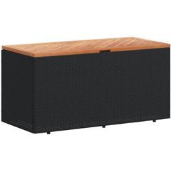 Gartentruhe Schwarz 110x50x54 cm Poly Rattan Akazienholz Vidaxl