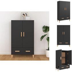 Sideboards - Living Highboard Schwarz 70x31x115 cm Holzwerkstoff - Schwarz