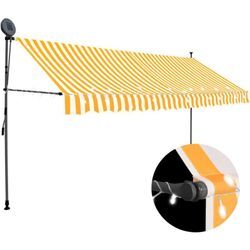 Einziehbare Markise Handbetrieben mit led 400 cm Weiß Orange Vidaxl