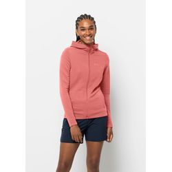 Kapuzenfleecejacke JACK WOLFSKIN "MODESTO HOODED JKT WOMEN" Gr. XS (34), rosa (faded, rose), Damen, OBERSTOFF 100% POLYESTER FUTTER 100% POLYESTER, Jacken