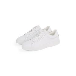 Plateausneaker TOMMY HILFIGER "ESSENTIAL COURT SNEAKER", Damen, Gr. 36, weiß, Leder, Lederimitat, sportlich, Schuhe, Freizeitschuh, Halbschuh, Schnürschuh mit Logoschriftzug