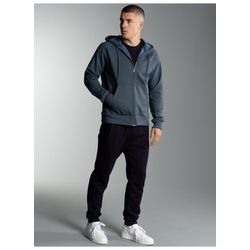 Freizeitanzug TRIGEMA "TRIGEMA Jogginganzug mit Kapuze und Reißverschluss" Gr. L, blau (jeans, melange), Herren, 70% Baumwolle, 30% Polyester, Sportanzüge