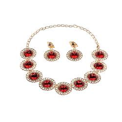 Schmuck-Set "Königin", 3-teilig, rot/gold