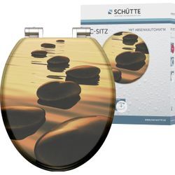 WC-Sitz SCHÜTTE "SEA STONE", bunt, WC-Sitze, MDF - Mitteldichte Holzfaserplatte, Holz mit Absenkautomatik und MDF Holzkern