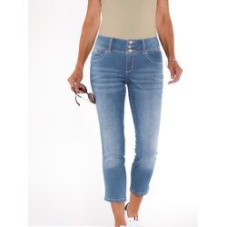 7/8-Jeans CASUAL LOOKS Gr. 19, Kurzgrößen, blau (blau, bleached), Damen, 79% Baumwolle, 19% Polyester, 2% Elasthan, Jeans