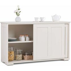 Costway - Sideboard mit hoehenverstellbarer Ablage, Anrichte mit Schiebetueren, Kuechenschrank, Highboard, Beistellschrank, Mehrzweckschrank ideal