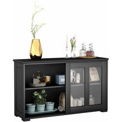 Sideboard Kommode Anrichte Schrank Kuechenschrank Badkommode Beistellschrank Mehrzweckschrank mit Schiebetueren schwarz - Costway