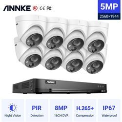 Annke 16CH 5MP Super hd Videosicherheitssystem H.265+ 8MP dvr mit 8PCS 5MP wetterfesten Überwachungskameras Kits PIR-Erkennung - ohne Festplatte