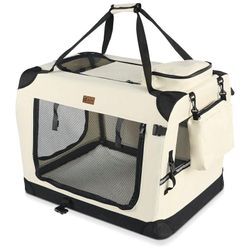 Vounot - Hundebox faltbar, Hundetransportbox robust für Katze & Hunde 50x35x36 cm s Beige