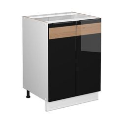 Midischrank Fame-Line, Schwarz-Eiche Hochglanz/Weiß, 60 x 81.6 cm ohne Arbeitsplatte Vicco