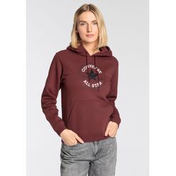 Kapuzensweatshirt CONVERSE "STANDARD FIT CENTER FRONT LARGE CHUCK" Gr. M, rot (cherry daze), Herren, Obermaterial: 80% Baumwolle, 20% Polyester, Sweatshirts, Unisex