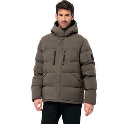 Daunenjacke JACK WOLFSKIN "ROEMERTOR JKT M", Herren, Gr. XXXL, braun (cold coffee), Obermaterial: 100% Polyamid. Futter: 100% Polyester. Wattierung: 90% Daunen, 10% sonstige Federn, sportlich, hoch geschlossener Ausschnitt, Langarm, Jacken, mit Kapuze