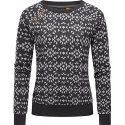 Rundhalspullover RAGWEAR "Darria Aztec" Gr. M (38), grau (dunkelgrau) Damen Pullover Leichter mit coolem Print-Muster