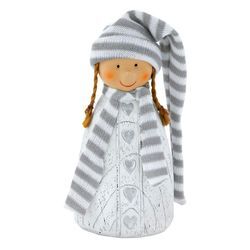 Deko Figur Mädchen Kind Zöpfe Winter Schal Mütze Weihnachten Herzen Eglo 41243